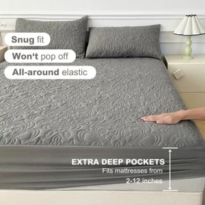 Light Gray Full Mattress Cover Waterproof Mattress Toppers for Bedroom Hotel - Picture 1 of 7