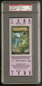 Super Bowl XXXVII 2003 Tampa Bay Raiders Lavender Full Ticket PSA 9 MINT - Picture 1 of 2