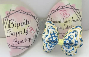 DENIM GÄNSEBLÜMCHEN 3,5 SCHMETTERLING BEDRUCKT CANVAS STOFF PRISE SCHLEIFE VORLAGE FÜR HAARSCHLEIFEN - Bild 1 von 4