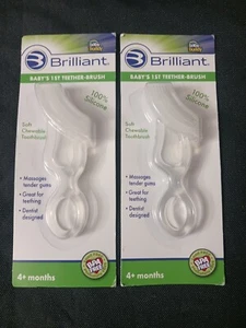 2 Pack Brilliant Baby 1st Toothbrush Chewable Silicone Teether Brush BPA Free - Picture 1 of 4