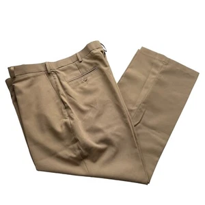 Pantalones de vestir plisados HABAND para hombre talla 42 cintura 30 largo color caqui tostado 100 % poliéster - Imagen 1 de 18