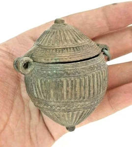 Vintage alte antike Messing einzigartige Form seltene Kalkpaste / Schmuckschatulle Sammlerstück - Bild 1 von 10