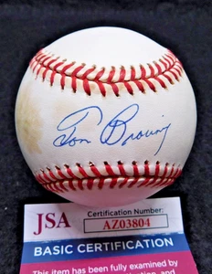Tom Browning (D. 2022) Signed ONL Leonard Coleman Baseball JSA COA Reds - Picture 1 of 6