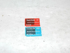 Lot of 2 SanDisk Memory Stick Pro duo for Sony cybershot Cameras PSP 2GB 4GB - Picture 1 of 1