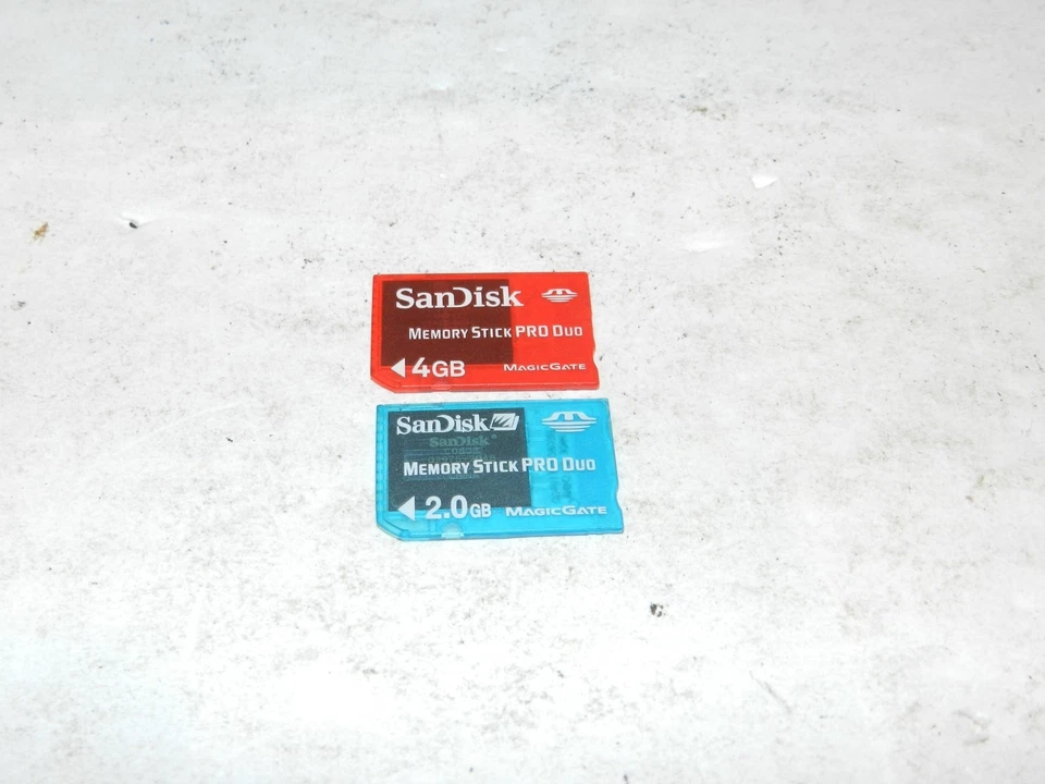 Lot of 2 SanDisk Memory Stick Pro duo for Sony cybershot Cameras PSP 2GB 4GB - Image 1 of 1