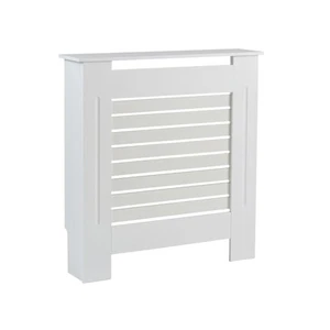 Small White Wooden Slatted Grill Radiator Cover MDF Cabinet - Picture 1 of 6