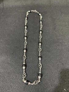Vintage Sterling Silver & Black Bead Necklace 35” 138 Grams - Picture 1 of 6