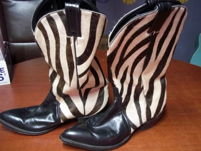 RARO Tony Lama 1102L Mujer Negro Blanco Pelo en la pantorrilla Talla 9.5 M Cebra Foto 1 de 4
