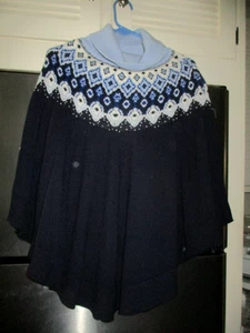 Talbots Damen Pullover blau Strick Rollkragen Cape FAIR ISLE Gr. S/M - Bild 1 von 3
