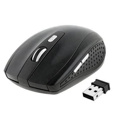 2.4GHz Wireless Optical Mouse USB 2.0 Receiver 6Button 1800dpi for PC Black - Image 1 of 4