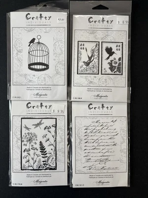 Crafty Individuals Коллаж Смешанные Материалы #3 ЛОТ из 4 Зажимных Резиновых Штампов - Изображение 1 из 3