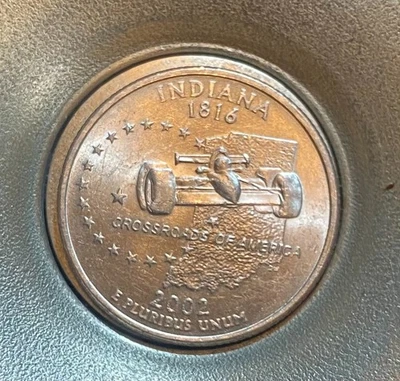 2002 D** Indiana State Quarter**Mint Tire Error**High Grade**(Rare)(Ships FREE) - Image 1 of 2