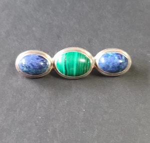 Broche prendedor de colección Great Falls Metal Works plata esterlina, malaquita, azurita GFMW - Imagen 1 de 16