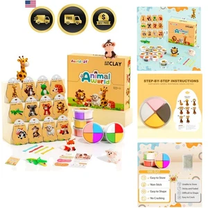 Kit de arcilla seca al aire para niños modelos animales herramientas de escultura artesanía regalo - Imagen 1 de 10
