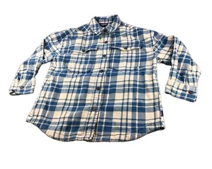 Camisa Chaqueta Chaqueta Patagonia Para Mujer Talla XL Azul/Marfil Cuadros Manga Larga Algodón - Imagen 1 de 16