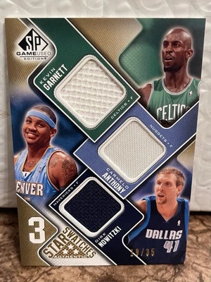 Kevin Garnett Dirk Nowitzki Carmelo Anthony 2009 SP Game Used Swatches Patch /35 - Image 1 of 2