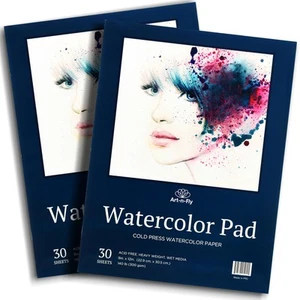 Acquerello Paper Pad 9x12 Confezione da 2 - Pressa a Freddo Water Color Sketchbook Pad 30 S... - Foto 1 di 9