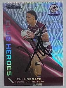 LEHI HOPOATE MANLY SEA EAGLES 2025 NRL TRADERS CLUB HEROES SIGNED CARD - Picture 1 of 1