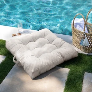 Sorra Home Sunbrella Indoor/Outdoor Palm Square Tufted Floor - Picture 1 of 13