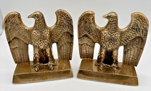 MCM Federal American Eagle Gold Finish Cast Brass Bookends 1776 Vintage - Bild 1 von 12