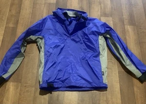 NRS Mens Rio Top Paddle Jacket Blue Kayak Long Sleeve Hooded Shell Sz L - Picture 1 of 24