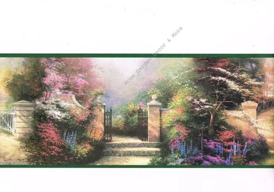 Thomas Kinkade камень весенние ворота пейзаж сад зеленый отделки обои границы - Изображение 1 из 3