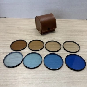 Vintage Tiffen Photar Series #8 Blue & Red Drop-In Filters ~ Set of 8 in Case - Picture 1 of 12