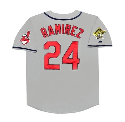 Camiseta Manny Ramírez 1995 Cleveland Indians Serie Mundial Gris Carretera Para Hombre Grande Foto 1 de 3