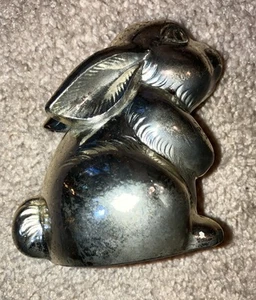 Vintage Japan Silverplated Bunny Rabbit Bank 3.5” - Picture 1 of 6