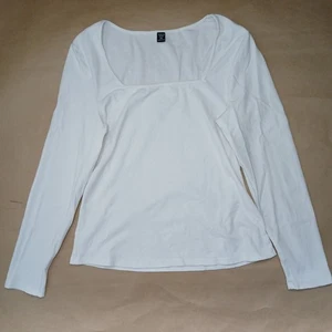 SHEIN Curve 1XL Langarmshirt eckiger Ausschnitt weiß Capsule Wardrobe Basic - Bild 1 von 7