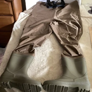 Hodgman Fishing Wader W. Boots Brown Bib Neoprene Men Sz 13 Fish  - Picture 1 of 14