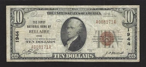 Bellaire, Ohio, Ch #1944, $10.00, 1929 T-1, muy bien, 83 reportados! - Imagen 1 de 2
