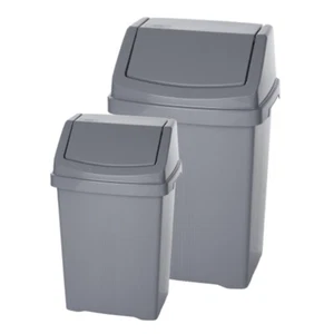 25L + 50L Swing Top Bin Rubbish Dustbin Kitchen Waste Storage Bins - Silver - Picture 1 of 15