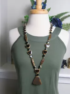 Schöne handgemachte Boho Halskette Keramikfliese glasiertes Design schwer - Bild 1 von 4