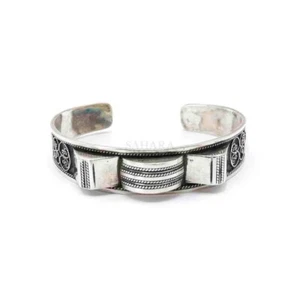 Sterling Silver Moroccan Bracelet Carved Cuff, Bracelet Cuff Handmade Bracelet - Picture 1 of 3