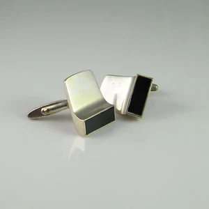Vintage Silver Cufflinks with Box Unique Mens Cuff Links - Picture 1 of 5