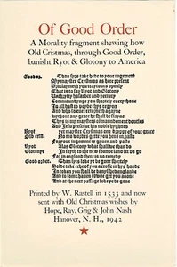 SELTEN 1942 Feinpresse RAY NASH Weihnachtsgruß Broadside mit RASTELL FRAGMENT - Bild 1 von 2