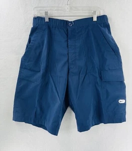 Vtg Nike Cargo Shorts Mens M Skate Cotton Drawstring Blue Y2K Swoosh - Picture 1 of 9