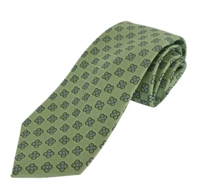 CORBATA DE SEDA HOMBRE MERONA VERDE, NEGRO, AZUL Y BLANCO, ESTAMPADO FLORAL GEOMÉTRICO PEQUEÑO Foto 1 de 4