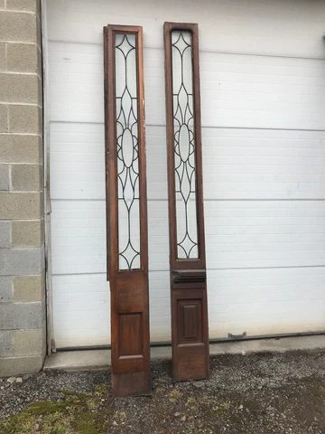 Mark Pair Antique Beveled glass Sidelights Windows 107 x 10.5 Cover