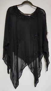 Mark&John By Gopal Sheer Black Beaded Shawl NWT - Picture 1 of 6