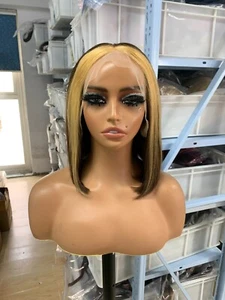 Sunature Echthaarperücken 13x4 Full Lace Damenperücken dunkelbraun/blond Q4QT27 - Bild 1 von 5