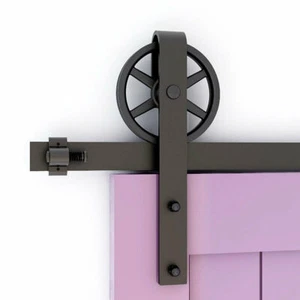 CCJH Puerta Corredera Hardware Kit Simple Negro Grande Radios Rueda para Puerta Individual - Imagen 1 de 6