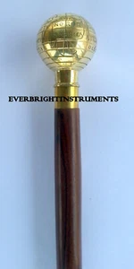 Vintage Victorian Globe Design Handle Wooden Walking Stick Cane 36'' Long Gift - Picture 1 of 5