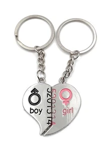 Schlüsselanhänger Paaranhänger Liebe Herzhälften Herz silber Anhänger Keychain - Bild 1 von 5