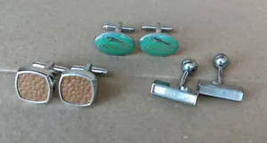 Three Pairs Of Cufflinks - Jaguar - Mother of pearl Ted Baker - Leather Cross - Picture 1 of 8