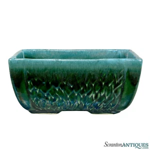 Mid-Century Porcelain Turquoise Green Drip Glaze Indoor Planter - Picture 1 of 8
