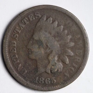 1865 FANCY 5 Indian Head Cent Penny ROTATED REVERSE E300 RCX - Picture 1 of 2