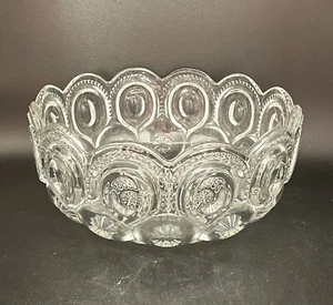 Moon and Stars Clear Adams Glass 8.25" Round Serving Bowl 1880's Antique Vintage - Picture 1 of 7