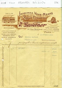 Paris II ème 114 Rue Réaumur - Belle Entête Secteur de l'Imprimerie - 28/11/1924 - Picture 1 of 1